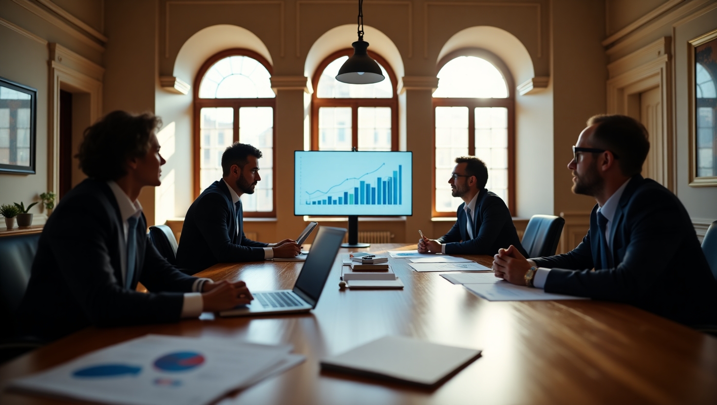 Equipo profesional de auditoría financiera trabajando